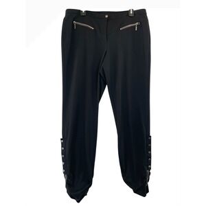 Bisou Bisou Black Women Pants Zippers Ankle Accents Career Casual Size‎ 14 Black